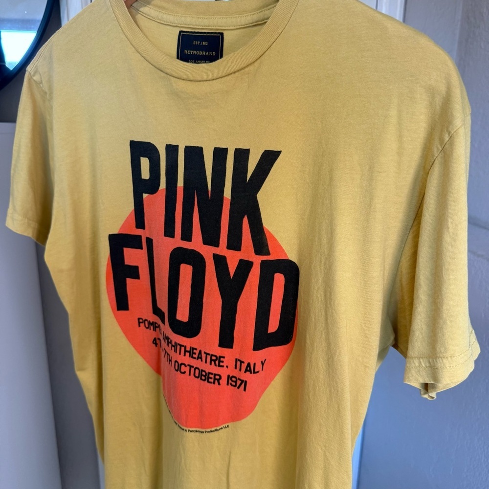 EUC Retrobrand Mustard Yellow Pink Floyd Graphic T-Shirt Size Small - Picture 4 of 9